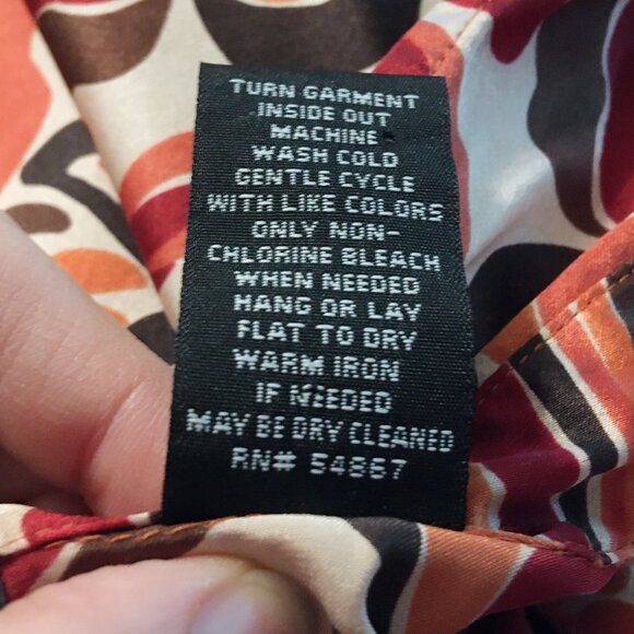 100% Silk 'Autumn Abstract' Button Down Blouse - Picture 5 of 5